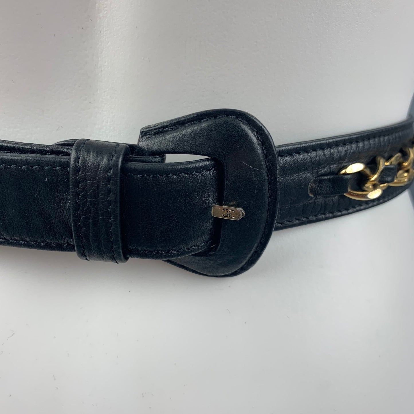 Vintage 80's CHANEL Waist Size XS Black Quilted Leather Belt-Bag