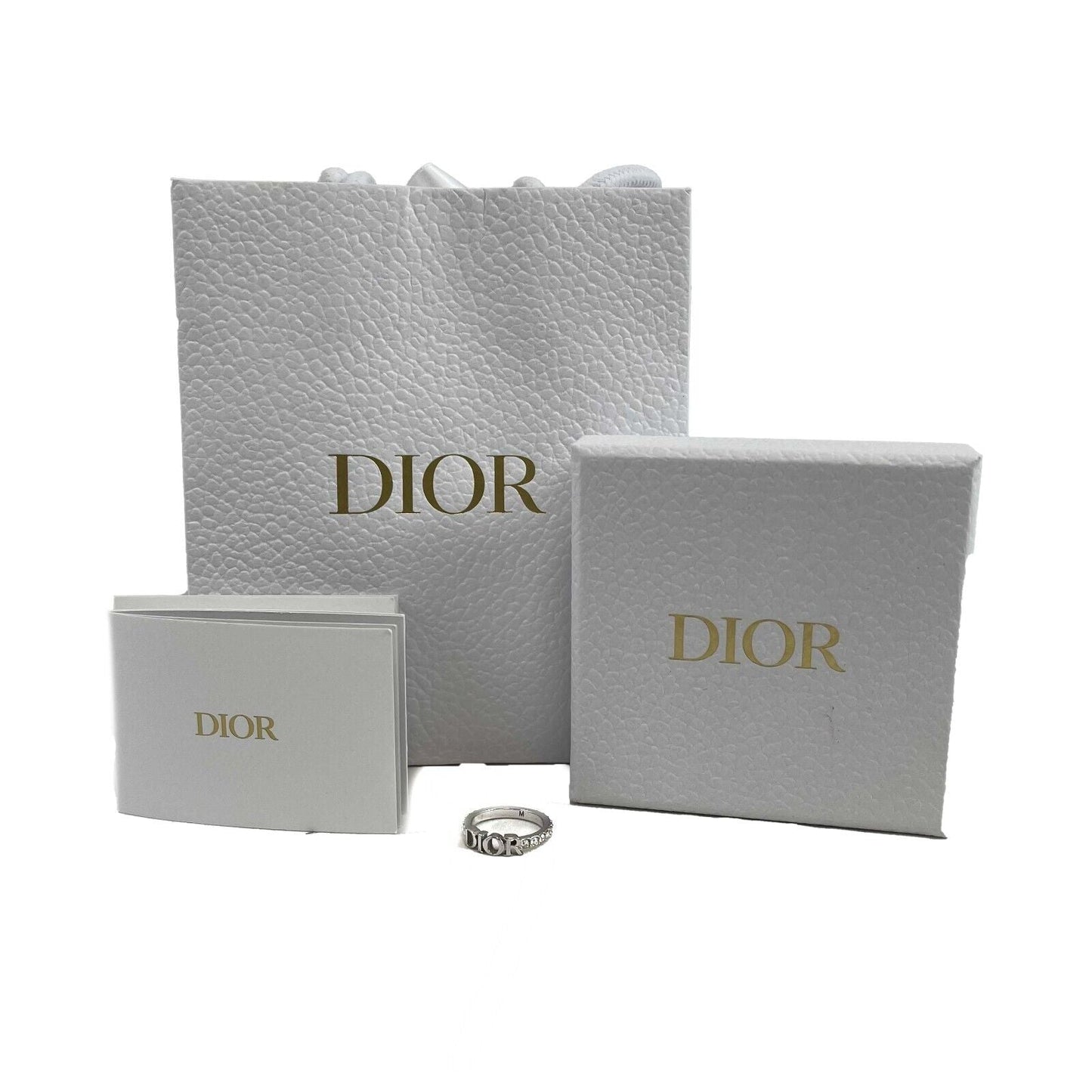 DIOR Dio[r]evolution Silver Finish Metal White Crystal Ring Size M 6