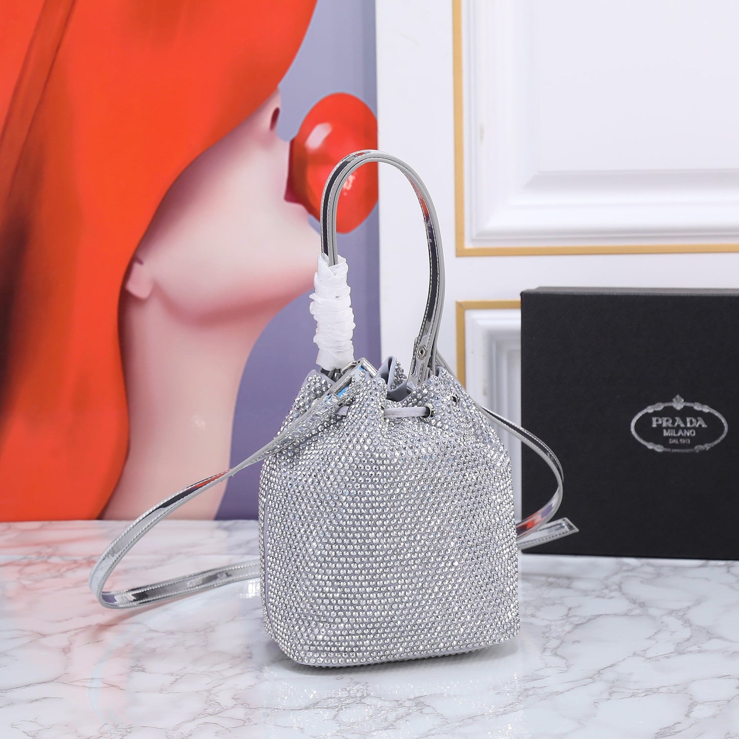 BOLSA PRADA BUCKET STRASS 16