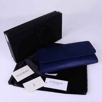 Yves Saint Laurent Lady Lambskin Leather Purse Sapphire Blue 39321