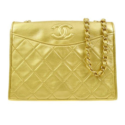 CHANEL 1989-1991 Gold Lambskin Diamond Shoulder Bag AK38515c