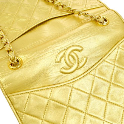 CHANEL 1989-1991 Gold Lambskin Diamond Shoulder Bag AK38515c