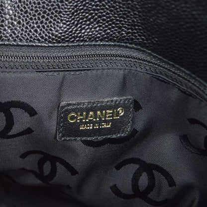 CHANEL 2001-2003 CC Logos Drawstring Hand Bag Black Caviar Skin ao23096