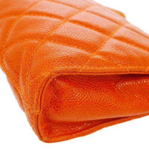 CHANEL 1996-1997 Orange Caviar Quilted Belt Bag #75 01482