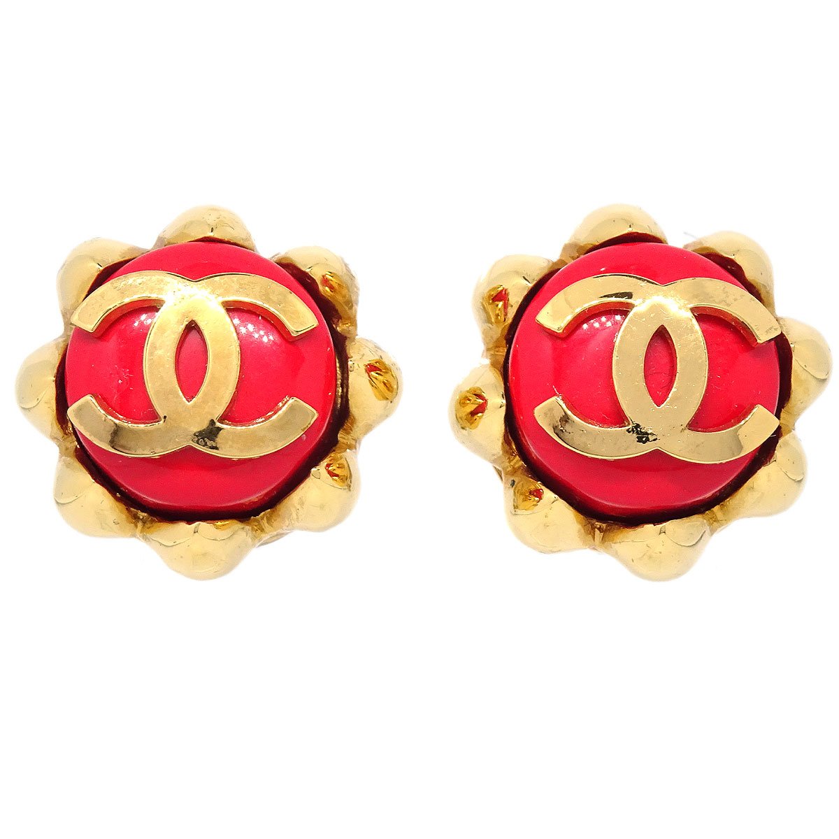 CHANEL 1994 Earrings Red Gold ak25893e