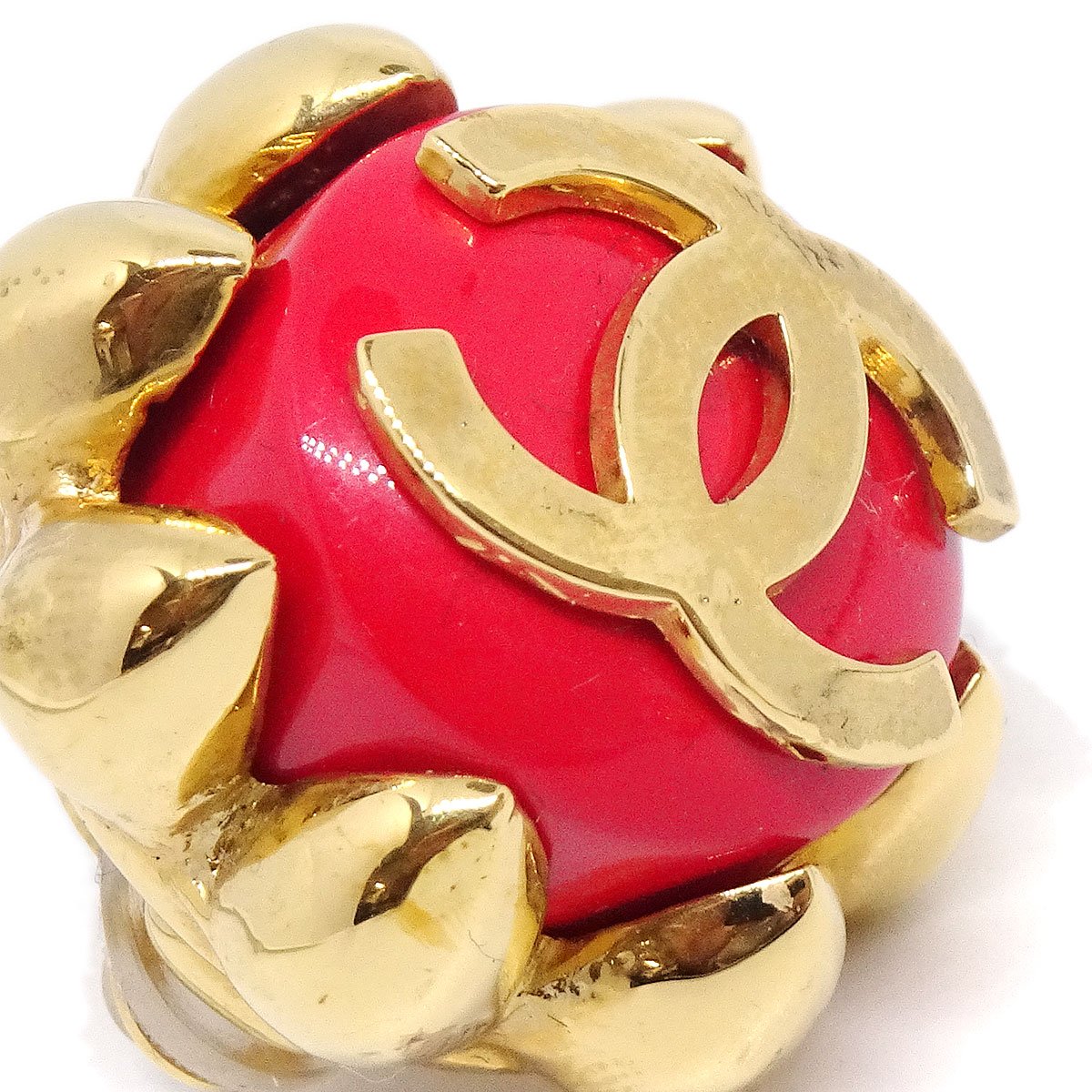 CHANEL 1994 Earrings Red Gold ak25893e