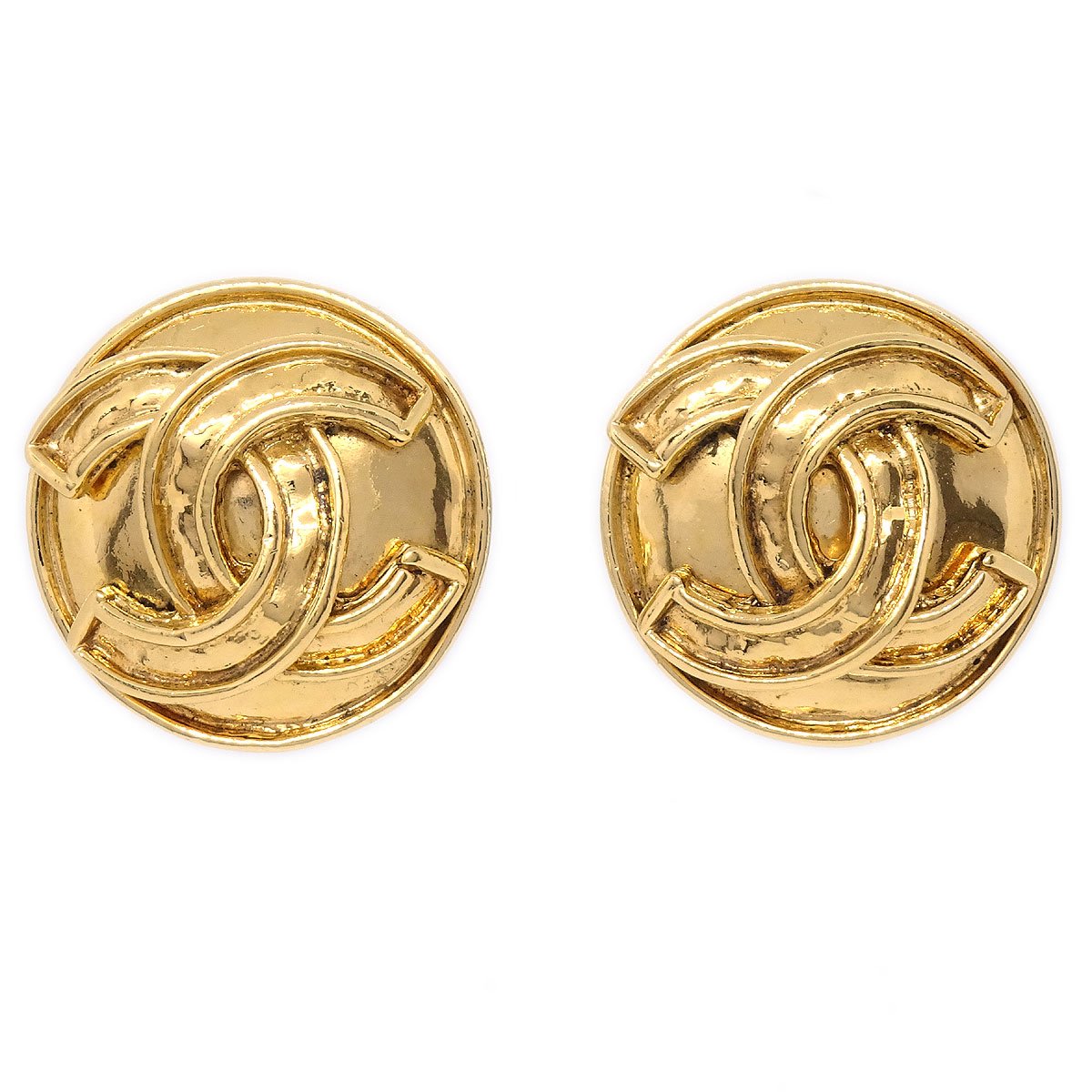 CHANEL Button Earrings Gold 94P small ao28182