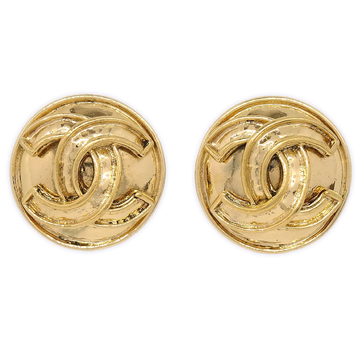 CHANEL Button Earrings Gold 94P ao28578