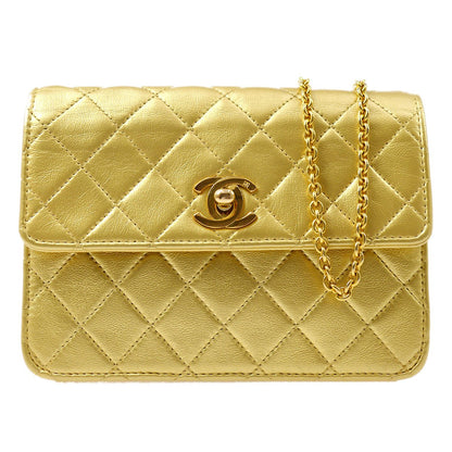 CHANEL 1989-1991 Straight Flap Micro Gold Lambskin ao28630