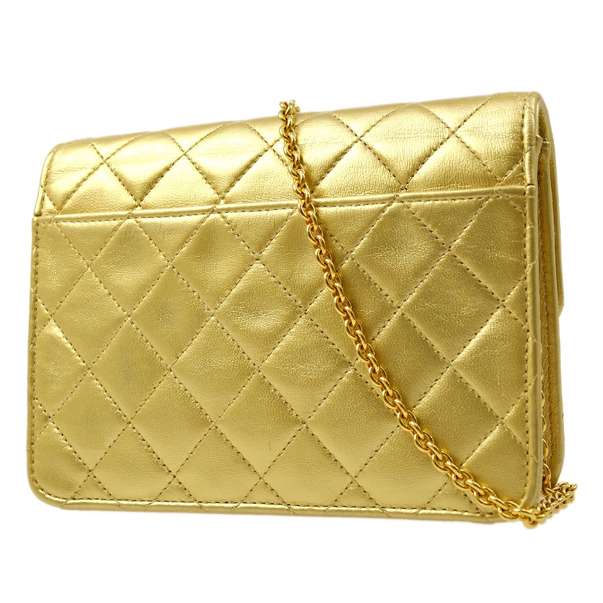 CHANEL 1989-1991 Straight Flap Micro Gold Lambskin ao28630