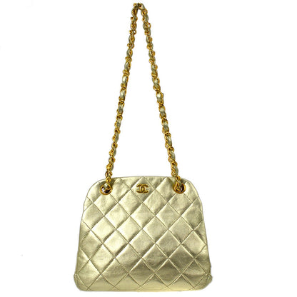 CHANEL 1989-1991 Gold Lambskin Kisslock Shoulder Bag 05240