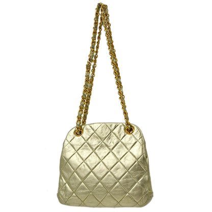 CHANEL 1989-1991 Gold Lambskin Kisslock Shoulder Bag 05240