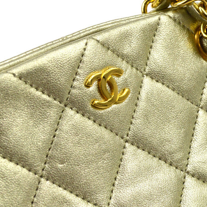 CHANEL 1989-1991 Gold Lambskin Kisslock Shoulder Bag 05240