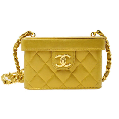 CHANEL 1991-1994 Gold Lambskin Vanity Shoulder Bag