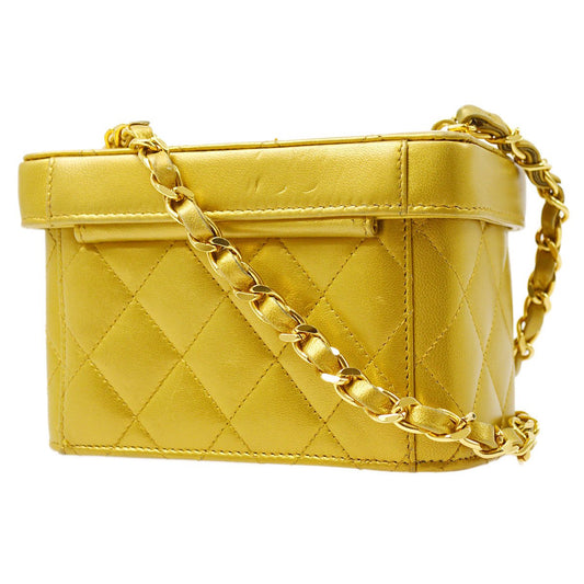 CHANEL 1991-1994 Gold Lambskin Vanity Shoulder Bag