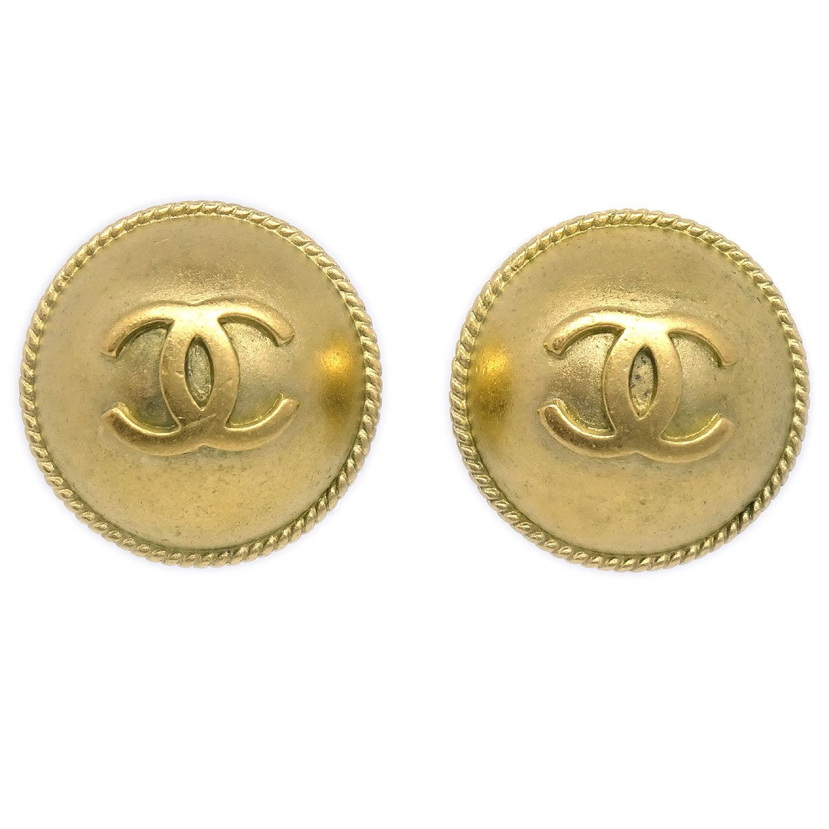 CHANEL 1995 Gold Rope Edge Earrings ao29348