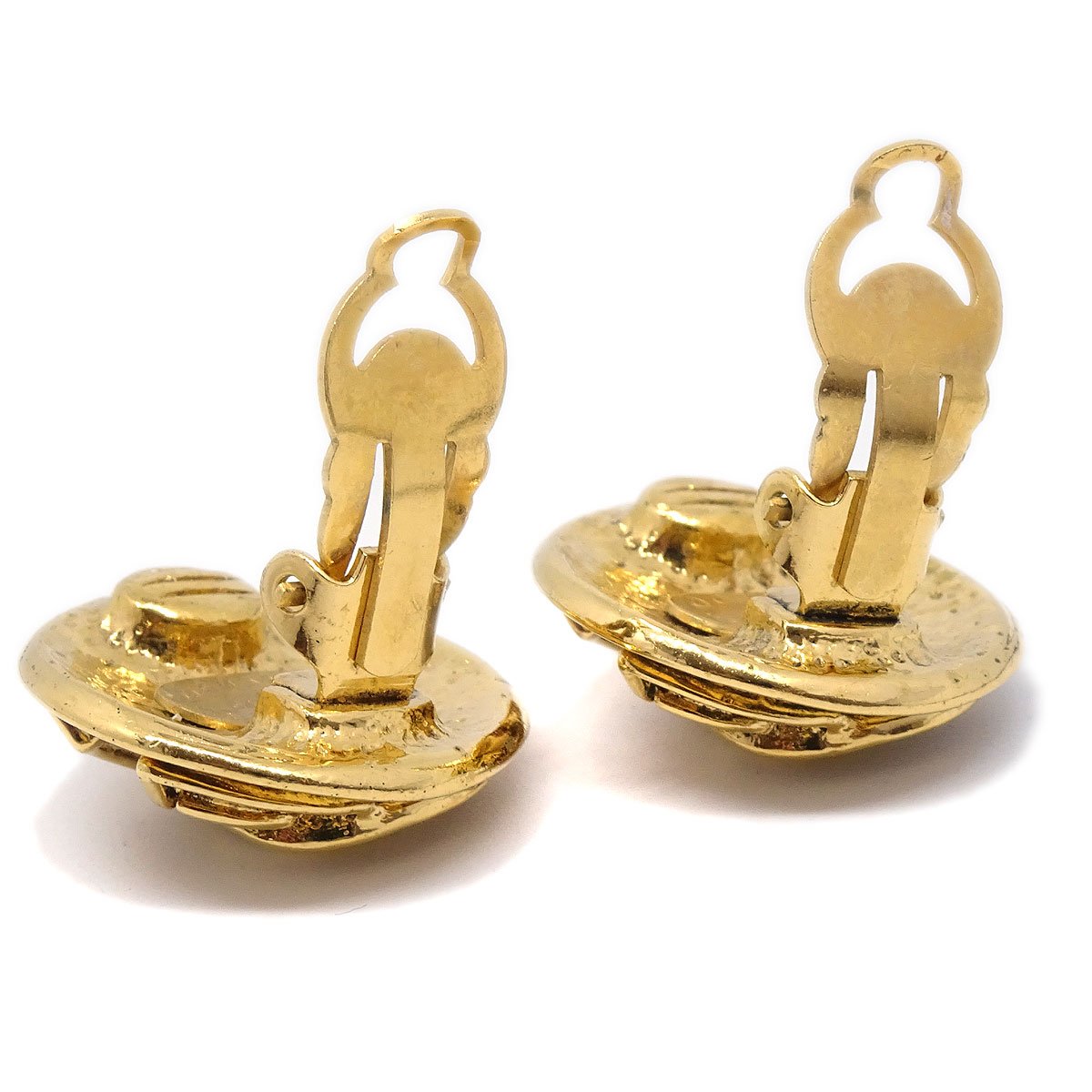 CHANEL Button Earrings Gold 94P ao29600