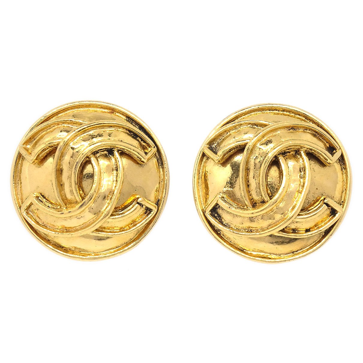 CHANEL Button Earrings Gold 94P ao30594