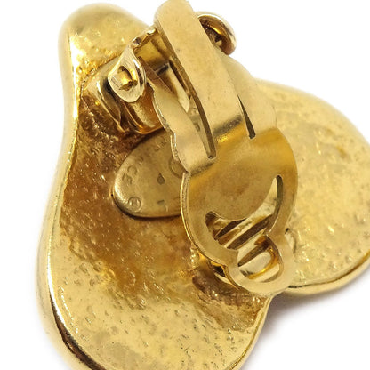 CHANEL 1995 Gripoix Bijou Heart Earrings Gold Blue ao30641