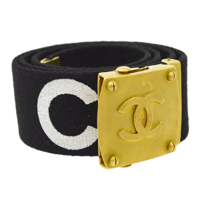 CHANEL 1994 Black GI Belt #75 ao30722