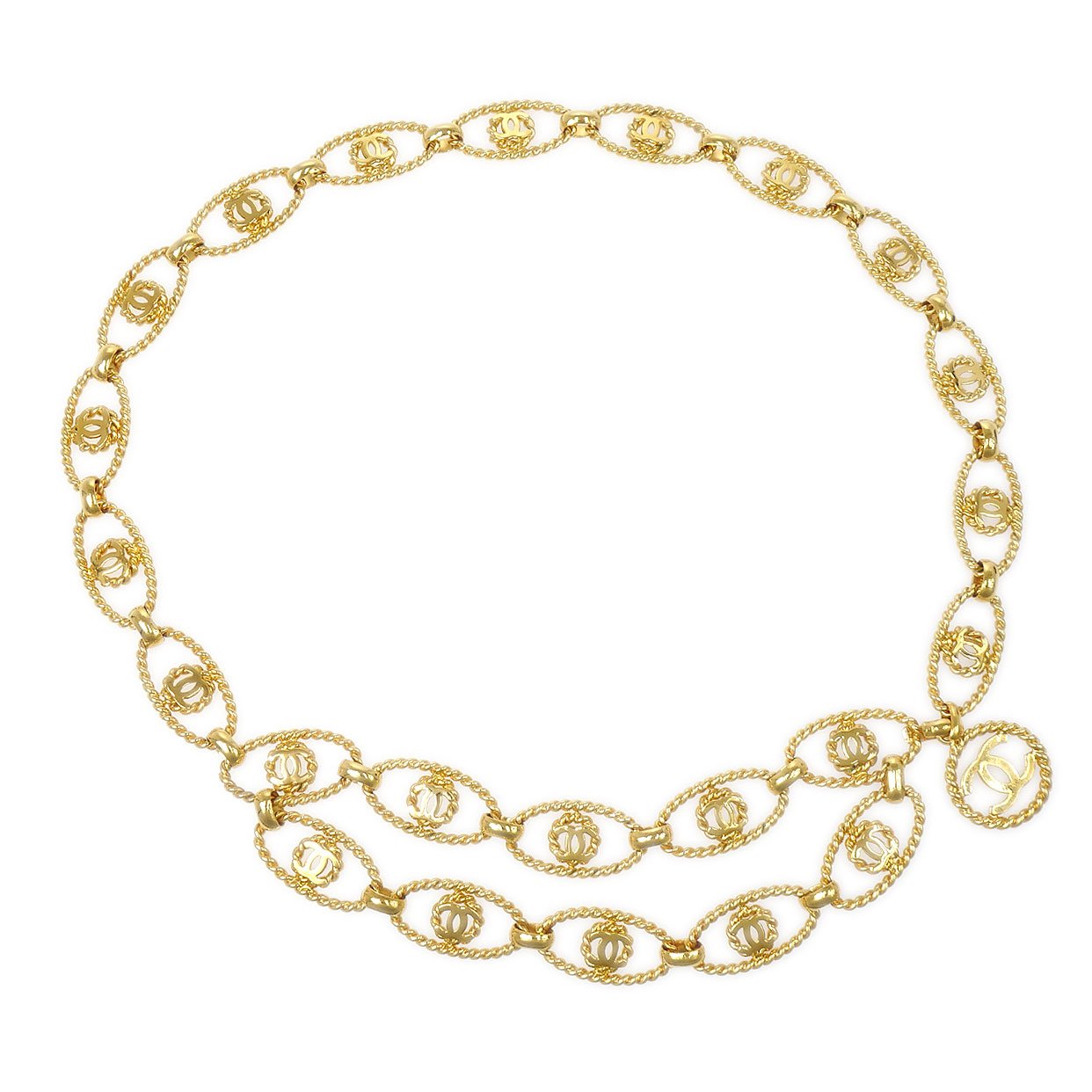 CHANEL★ 1990 Gold Chain Belt 25 ao30912