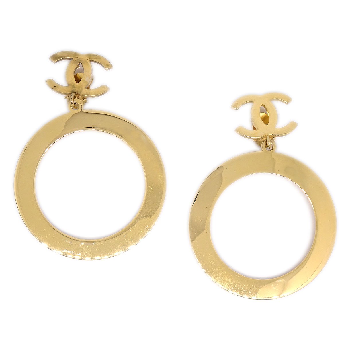 CHANEL CC Hoop Earrings Gold ao31739