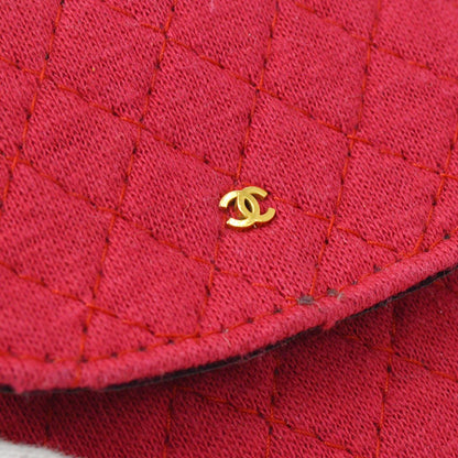 CHANEL Tiny CC Mini Pouch Necklace Red Cotton ao33395