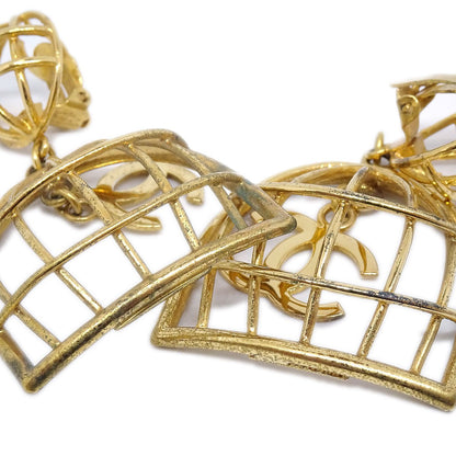 CHANEL Birdcage Earrings Gold Clip-On ao34148