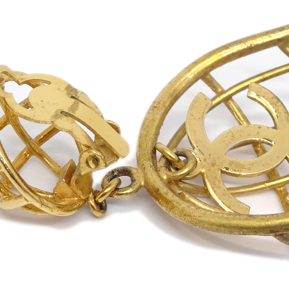 CHANEL Birdcage Earrings Gold Clip-On ao34148