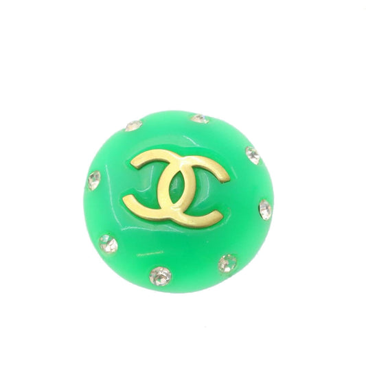 CHANEL Clip-on Earring Gold Tone Green CC   ar4783A