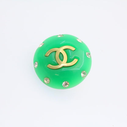 CHANEL Clip-on Earring Gold Tone Green CC   ar4783A