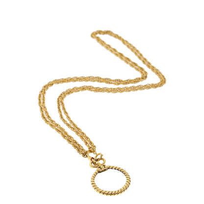 CHANEL Magnifying Glass Chain Necklace Metal Gold Tone CC   ar9782