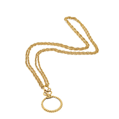 CHANEL Magnifying Glass Chain Necklace Metal Gold Tone CC   ar9782