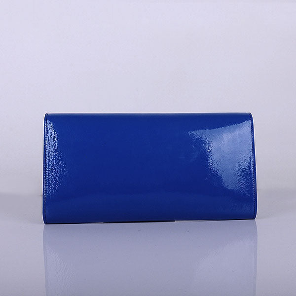 Yves Saint Laurent Lady Patent Leather Purse Sapphire Blue 39321