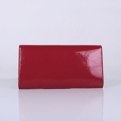 Yves Saint Laurent Lady Patent Leather Purse Red 39321