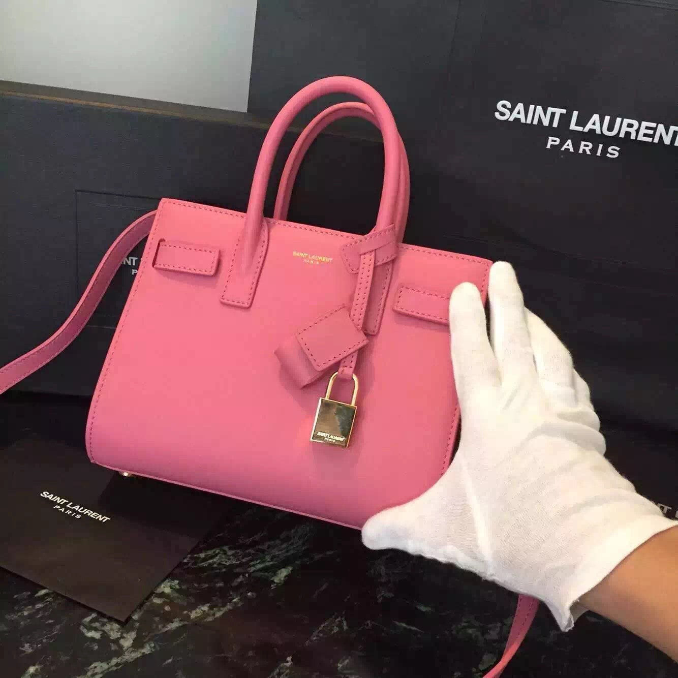 Yves Saint Laurent Nano Sac De Jour Bag In Pink Leather