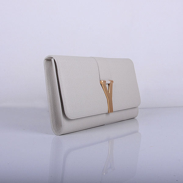 Yves Saint Laurent Lady Genuine Leather Purse Beige 39321