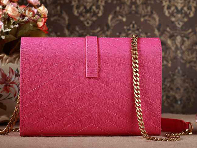 Yves Saint Laurent Small Monogramme Satchel Lipstick Fuchsia Grain Textured Matelasse Leather