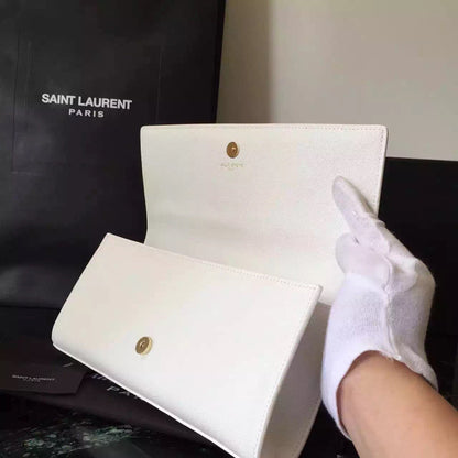 Yves Saint Laurent White Classic Monogramme Clutch