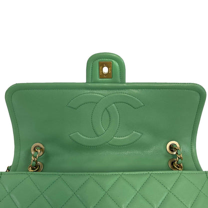 CHANEL - 2021 CC Medium Diamond Caviar Leather Mint Green Sweet Single Flap