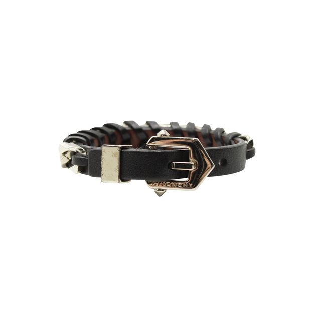 GIVENCHY Chain Braided Leather Bracelet