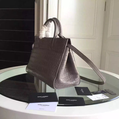 Yves Saint Laurent Small Rive Gauche Bag In Grey Crocodile Leather