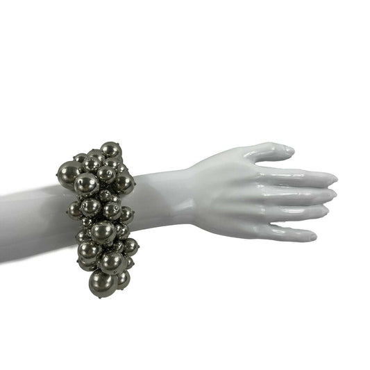 CHANEL- New - 2013 Summer - B13 S Silver CC Charm Cluster Ball Spheres Bracelet