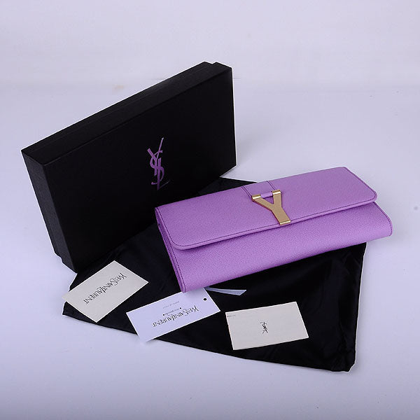 Yves Saint Laurent Lady Genuine Leather Purse Purple