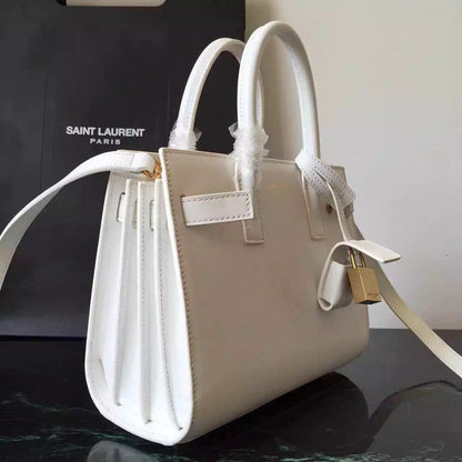 Yves Saint Laurent Nano Sac De Jour Bag In White Leather