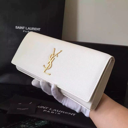 Yves Saint Laurent White Classic Monogramme Clutch