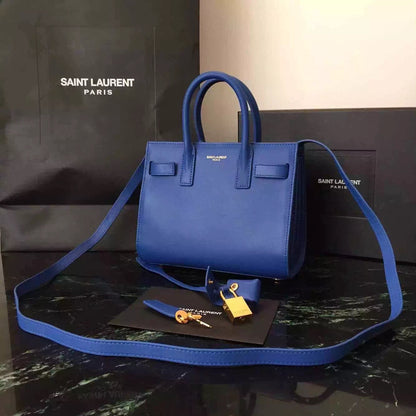 Yves Saint Laurent Nano Sac De Jour Bag In Blue Leather