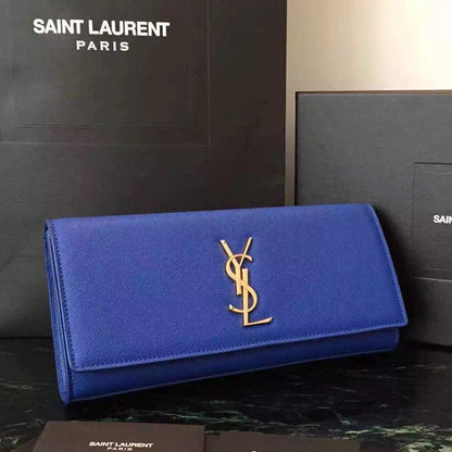 Yves Saint Laurent Blue Classic Monogramme Clutch