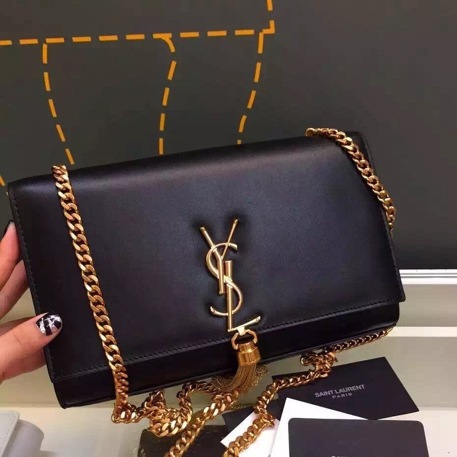 Yves Saint Laurent Medium Monogramme Tassel Bag In Black Calfskin