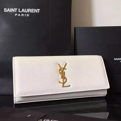 Yves Saint Laurent White Classic Monogramme Clutch